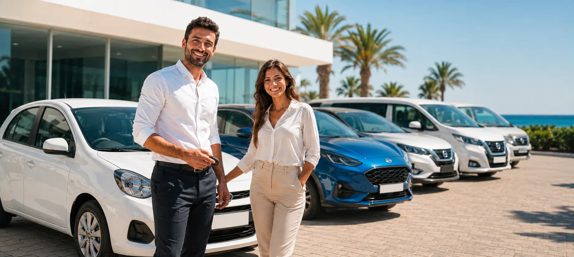 Drivenet customers picking up their hire car in Cyprus