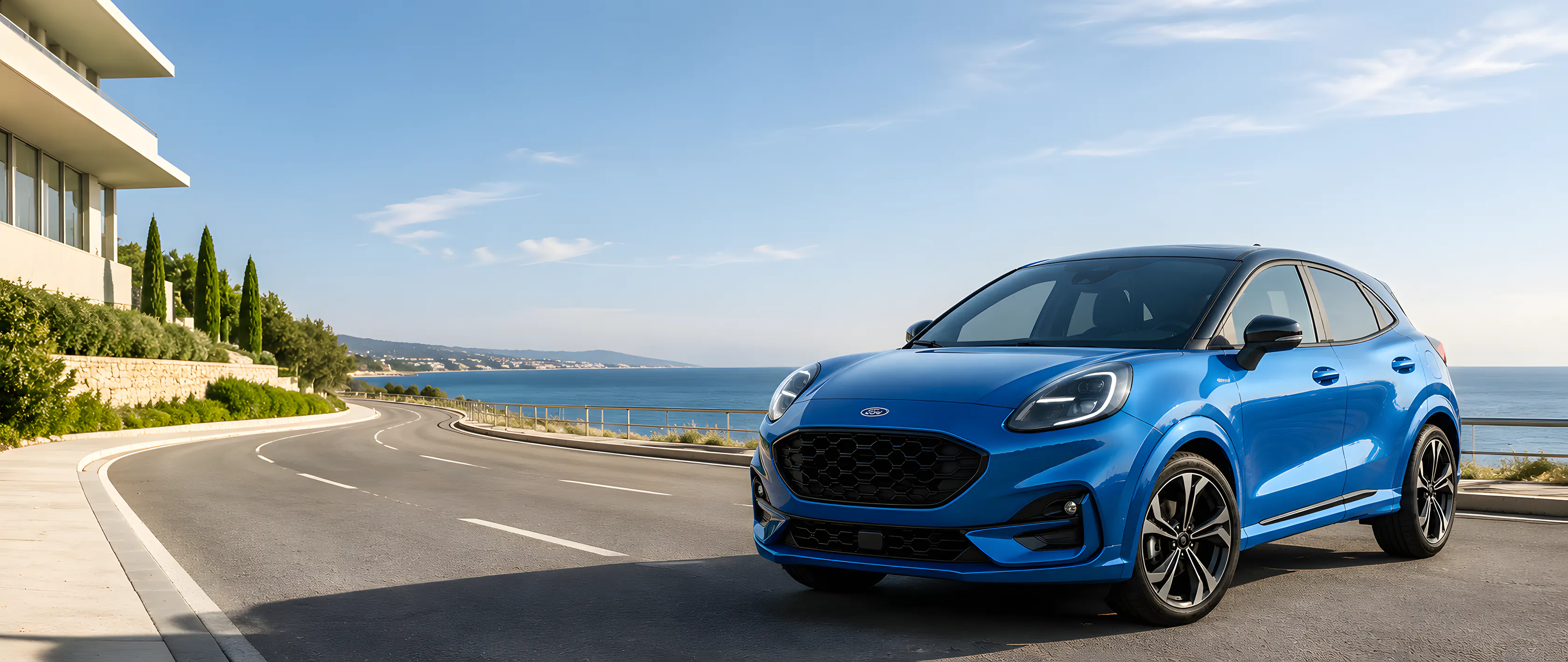 Ford Puma on a Cyprus coastal road